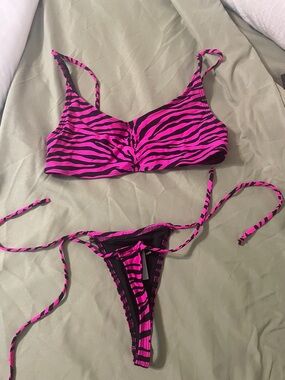 Fashion Nova Hot Pink and Black Zebra Print Bikini